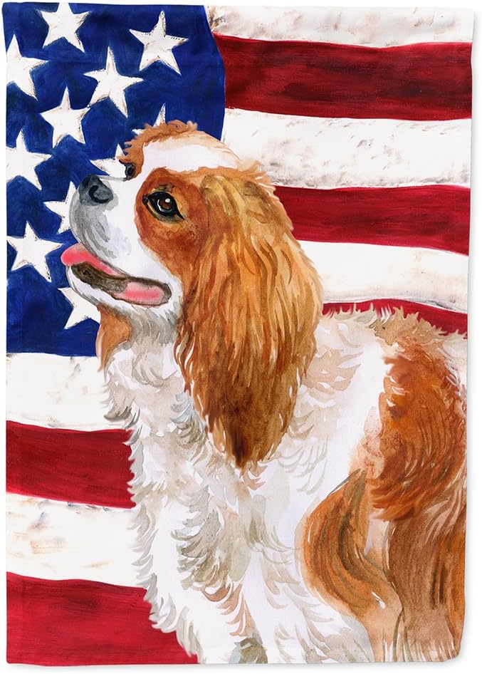 Caroline's Treasures BB9663GF Cavalier Spaniel Patriotic Flag Garden Size, Small, Multicolor