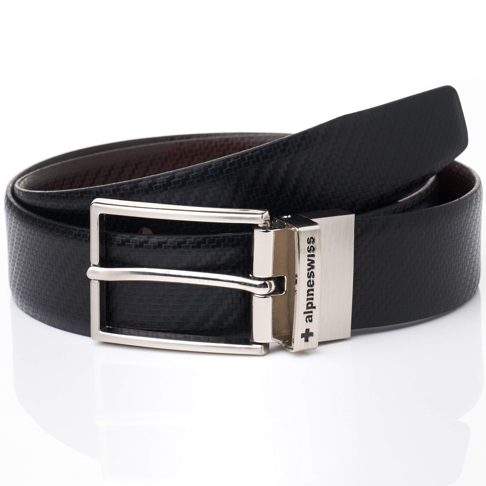 Alpine Swiss Mens Dress Belt Reversible Black Brown Leather Imported from Spain Buy Online in
