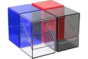 KKU 4 Pack Card Deck Cases, Trading Card Storage Boxes Acrylic Card Holder Cases, Deck Storage Box Hold 400+ Sleeved Cards Fit for Sport Cards (4 Colors)