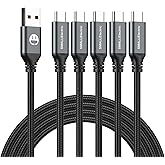 USB Type C Cable 5-Pack 3FT, USB Type A to C Fast Charger Cords for Samsung Galaxy S20 S10 S9 S8 Plus, Braided Fast Charging 