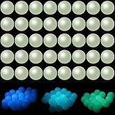 200 Pcs Luminous Solar Stone Beads Shiny Stone Glow in The Dark Glowing Loose Bead Round 8mm Blue Green Mixed with Hole for DIY Jewelry Making Bracelet Beading Craft Project Decorations Supplies