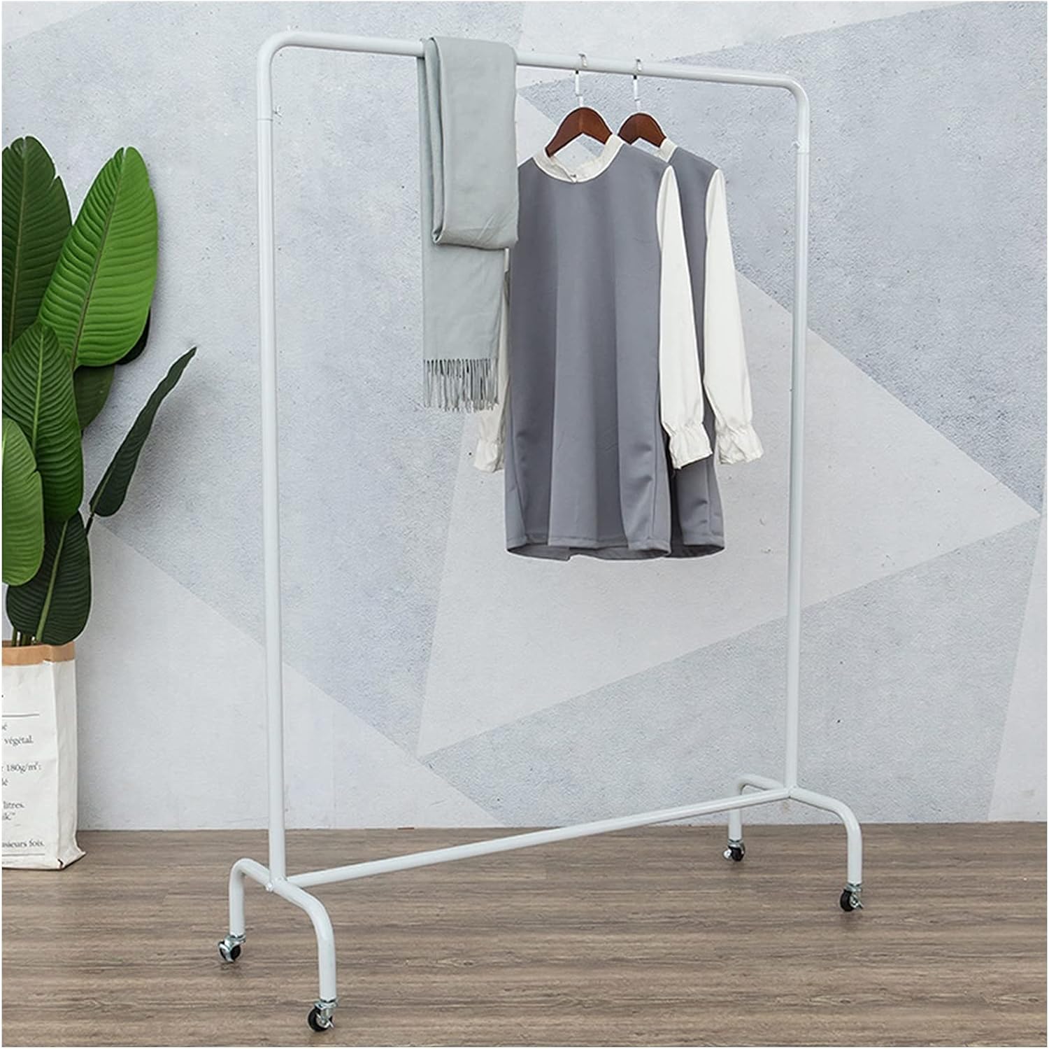 Heavyduty Clothes Rails, White Mobile Clothes Racks with Wheels