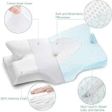 Elviros Cervical Memory Foam Pillow with Removable Cover, 2 Heights Blue view 6