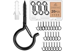 msiori 20 PCS Q-Hanger, Screw Hooks for Outdoor String Lights - Outdoor Hooks with Safety Buckle, Easy Release - Screw Hooks for Hanging Patio Lights, Christmas Lights & Plants