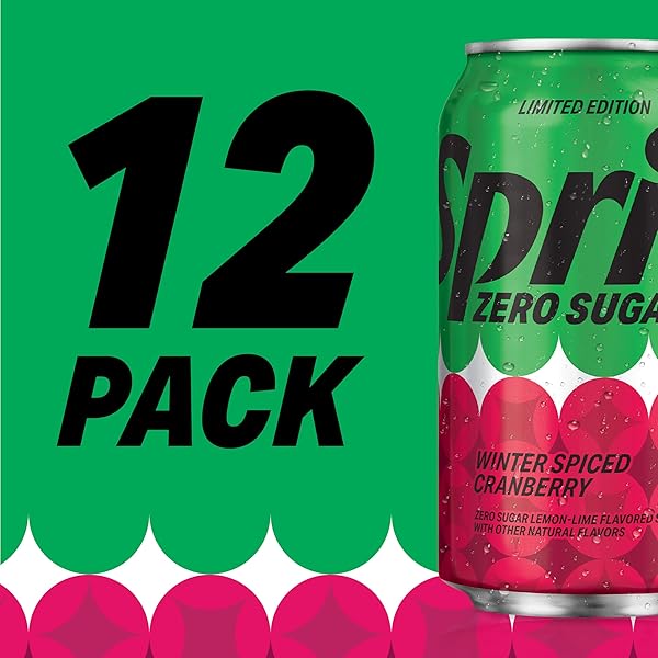 SPRITE WINTER SPICED CRANBERRY ZERO SUGAR SODA POP, 12 FL OZ, 12 PACK
