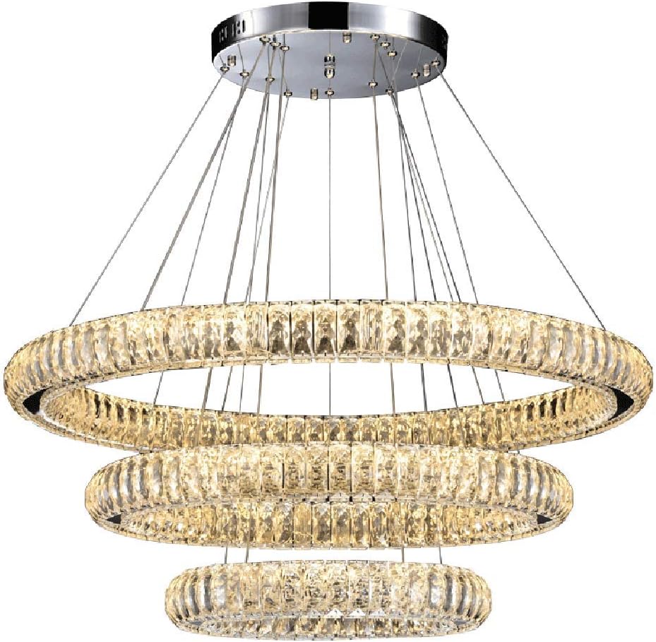 ZQH LED Kristall Pendelleuchte, Modern Ring Kristall Leuchter Kreativ 3