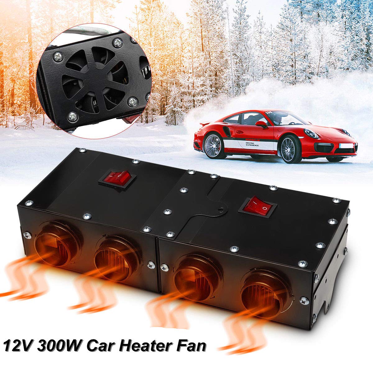 1x Portable 12V 300W Car Vehicle Heating Heater Hot Fan Defroster Demister