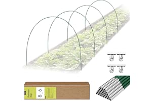 RIFNY 24 PCS Garden Hoops for Raised Beds, Greenhouse Hoops Kit Long Grow Tunnel for Row Cover, Rust-Free Fiberglass Garden Support Poles for Insect Mesh Netting Freeze Plant Cover (Green)