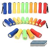 Whaply 30-Pack Small Mini Flashlight Set, 5 Colors, COB LED Handheld Flashlight with Lanyard,90-Pack AAA Battery Included for Kids/Night Reading/Party/Camping/Emergency/Hunting