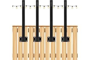Diiscu 4 Pack 1.3FT String Light Poles, Adjustable Metal String Light Poles for Outside, Outdoor Pole Lights with Hooks for Yard, Garden, Patio, Wedding, Backyard, Deck, Party (1.3FT-4 Pack)