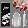 Almond Nail Tips, Bettycora Medium Nail Tips 300Pcs Pre-Shaped Soft Gel Nail Tips Gel x Nail Tips No Filed Clear False Nails Acrylic Nail Extensions, Full Matte, 300Pcs,15 Sizes