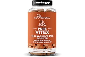 EU NATURAL Vitex Pure 400 Mg Chasteberry – Natural PMS Support, Balance Hormones, Regulate Cycle, Promote Skin Health – Full-Spectrum & Standardized – 60 Vegan Soft Capsules