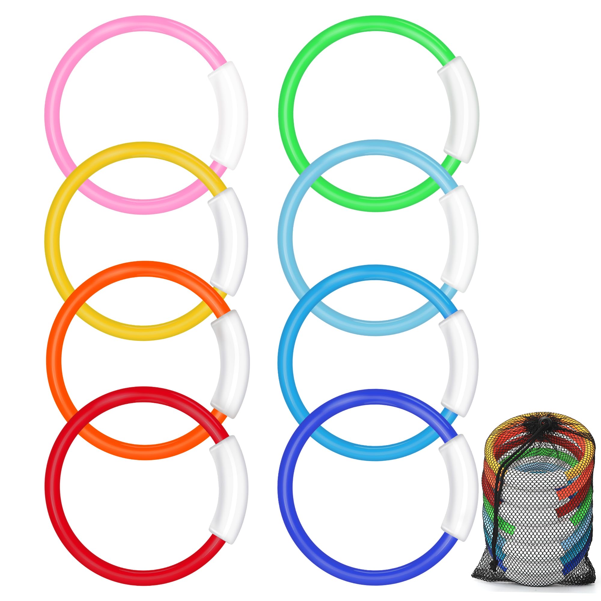 Photo 1 of Yicelerate 8 Pcs Dive Rings Pool Toys, Shark Underwater Training Pool Diving Rings Swimming Pool Toys for Kids Ages 4-6-8-10-12 Gifts Toddler Summer Swim Water Fun Pool Games