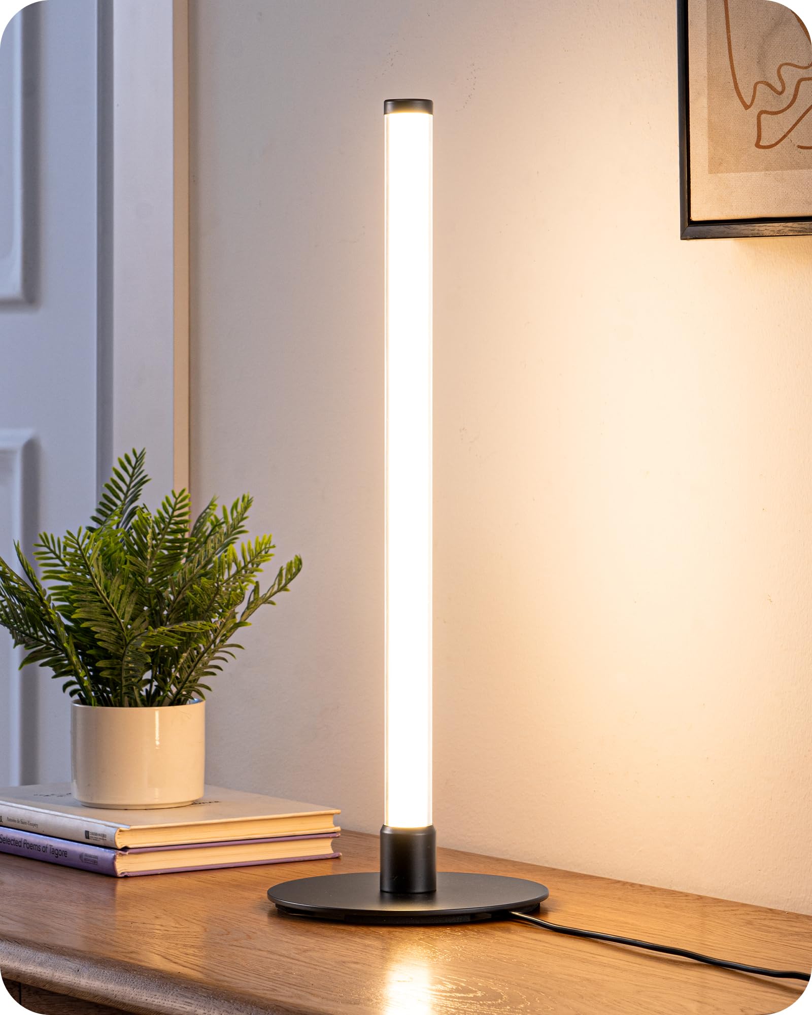 Photo 1 of EDISHINE LED Table Lamp, Modern Slim Bedside Lamp with 360° Illumination, Stepless Dimming & 3 Color Temperature, Nightstand Lamp for Bedroom, Living Room, Black