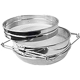 BEEXTM Honey Strainer Filter Stainless Steel Double Sieve for 5 Gal Bucket | Adjustable Arms 9"-16", 1875+650 Micron Dual Mesh, Food Grade, Easy Clean, for Beekeeping &amp; Kitchen, for Honey, Yogurt, etc.