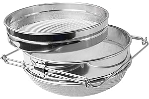 BEEXTM Honey Strainer Stainless Steel Honey Filter Double Sieve Honey Debris Strainer Honey Extractor Equipment for 5 Gallon Bucket Honey