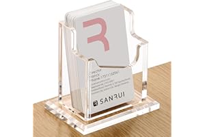 SANRUI Vertical Business Card Holder for Desk，Clear Acrylic Business Card Display Stand，1 Slots ，Holds 50-60 Cards
