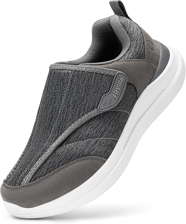 FitVille Herren Extra Breit Gesundheitsschuhe mit Klettverschluss Einstellbar Verbandschuhe für Empfindliche Füße Senioren Hausschuhe Bequeme Dämpfung Walkingschuhe