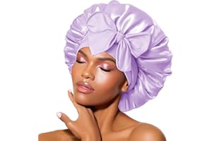 BONNET QUEEN Silk Bonnet Satin Bonnet Hair Bonnet for Sleeping Sleep Cap Bonnets for Women Girls Wig with Stretch Tie Band Edge Wrap Lilac
