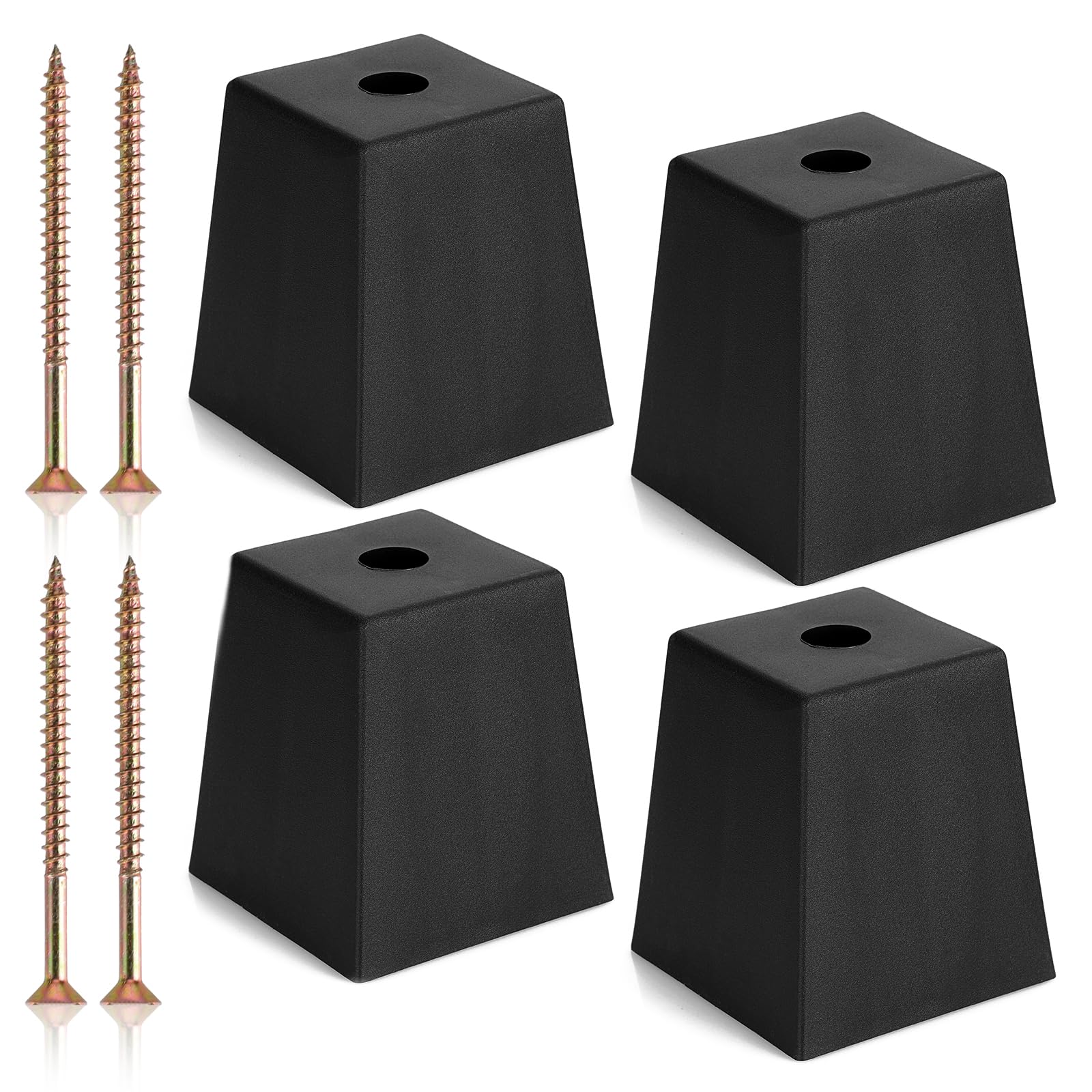 SUMNACON 4 Pcs Plastic 8cm Square Tapered Couch Legs, Black Sofa Legs Replacement Table Feet Cabinet Supporting Feet with Screw-in Screw for Room Furniture DIY Replacement