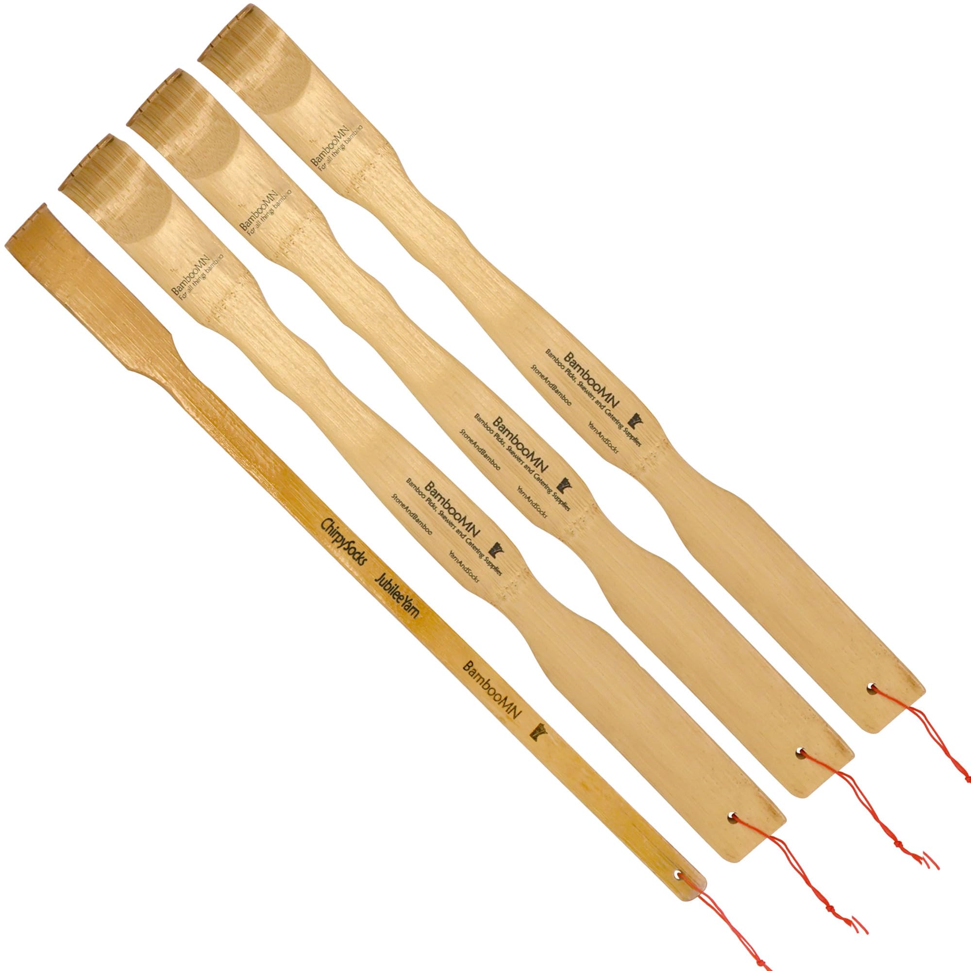 BambooMN 3 Piece 17 Inch Traditional Bamboo Wood Back Scratchers Plus Free Travel Size Backscratcher for Itching Relief, Strong and Sturdy, 4 Pieces Total