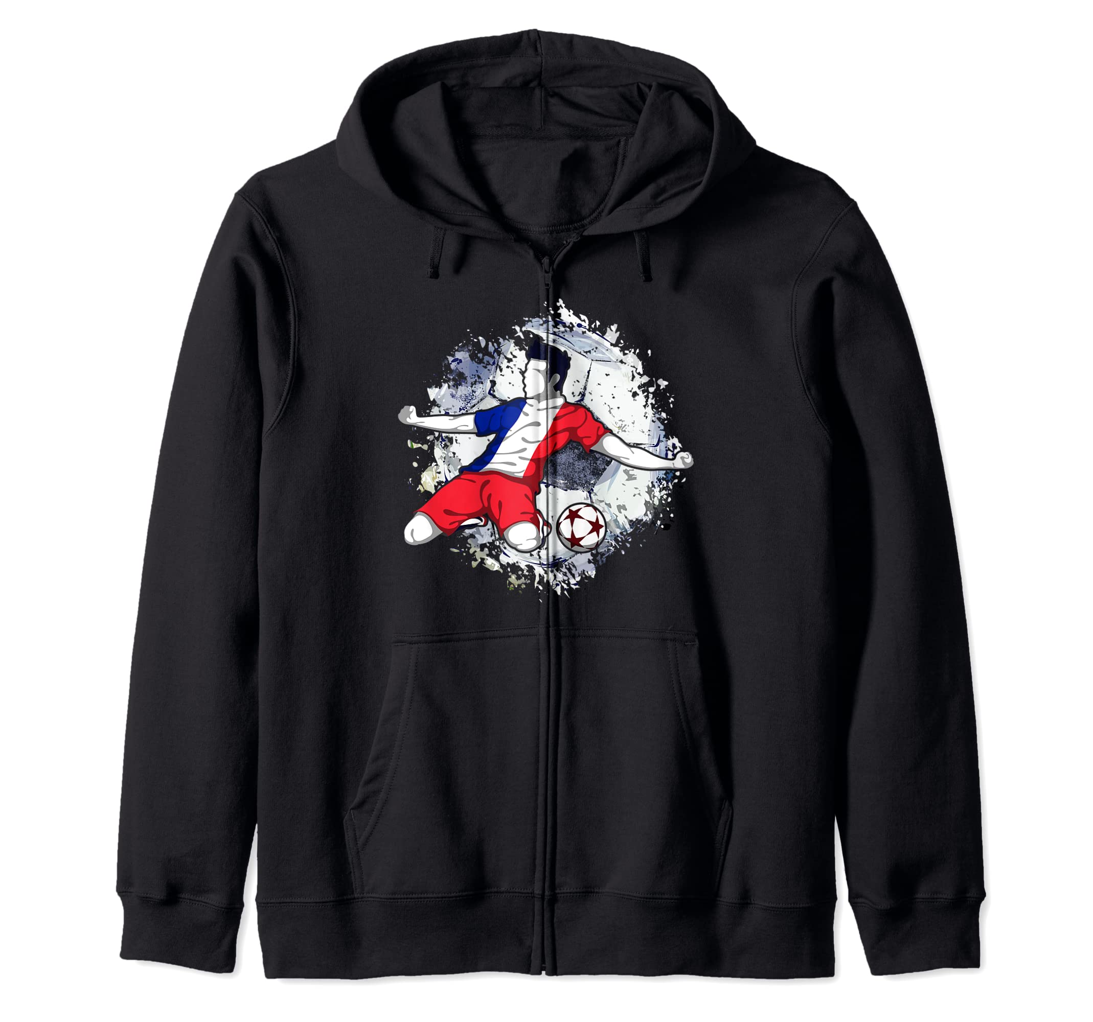 France Soccer French National Flag Proud Football Striker Zip Hoodie