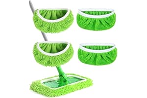 4PCS Reusable Microfiber Mop Pads Washable Wet Pads Compatible with Swiffer Sweeper Refills Pads Dry Sweeping Cloths Mop Head