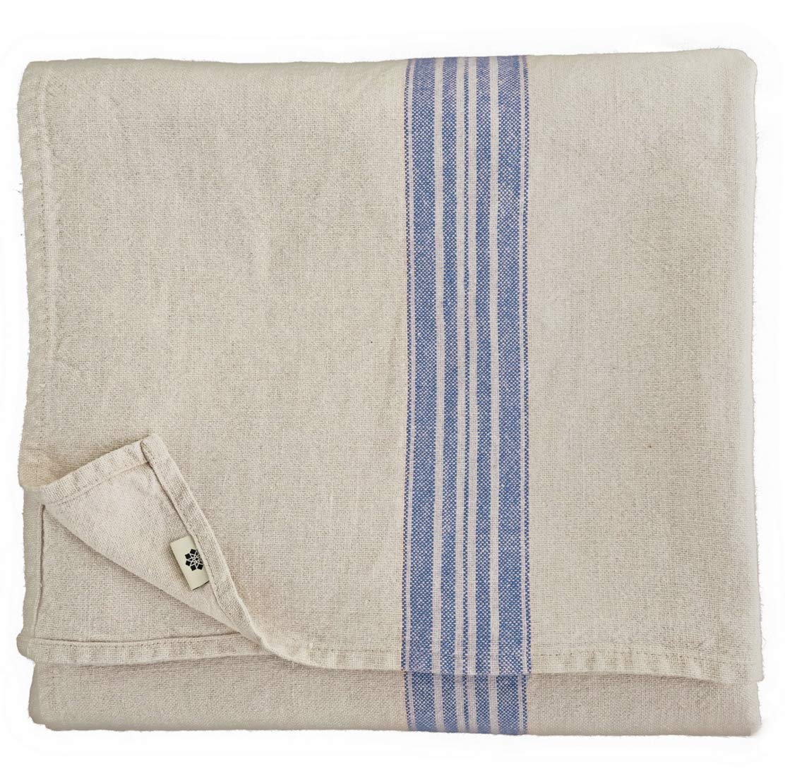 Linen & Cotton Stonewashed Tablecloth PROVENCE-II, 100% Linen -136 x 300cm (54.4''x 120''), Blue Stripes