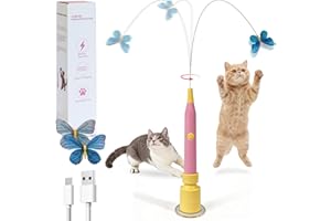 JoyBruko Interactive Cat Toys for Indoor Cats, Automatic Cat Wand Toy Enrichment for Bored Kitten, Spin Butterfly with Self-H