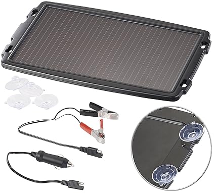 reVolt Solarlader: Solar-Ladegerät für Auto-Batterien, 12 Volt, 2,4 Watt (Kfz Solar Ladegerät 12V)