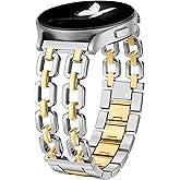 Wearlizer Metal Band Compatible with Samsung Galaxy Watch 7 6 5 4 FE Active 2 40mm 44mm/Watch 6 4 Classic 43mm 47mm 42mm 46mm/Watch 5 Pro 45mm Bands, 20mm Dressy Stainless Steel Chain Strap Women
