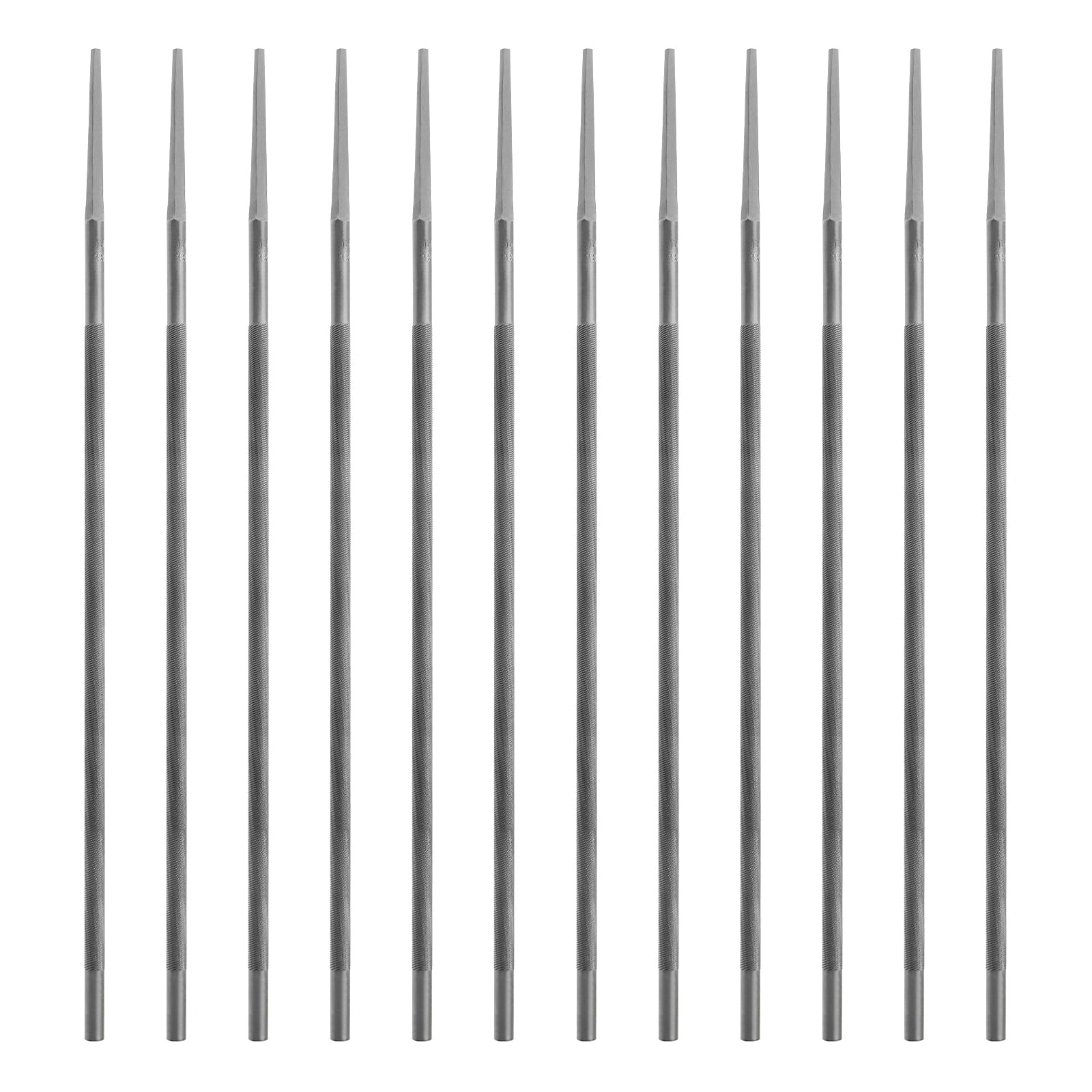 Be In Your Mind 12Pcs Round Chainsaw File Steel Chain Saw File Sharpener Accessories for Chain Pitch 3/8 Chainsaw Sharpening File 5.2mmx200mm Silver