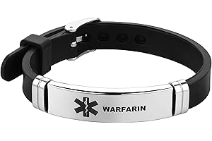 LuxglitterLin Medical Alert ID Bracelet Laser Engraved ELIOUS Black Adjustable Wristband for Men Women Emergency First Aid 8.5"