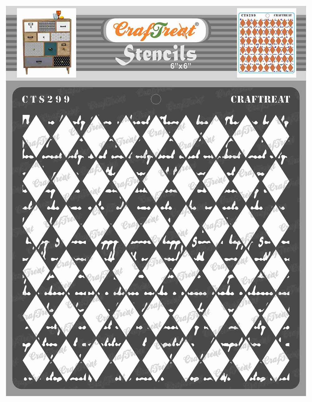 CrafTreat Reusable Harlequin Stencils for Painting on Wood, Canvas, Paper, Fabric, Floor, Wall and Tile - Harlequin Script - 6x6 Inch - DIY Art and Craft Stencils - Large Harlequin Stencil