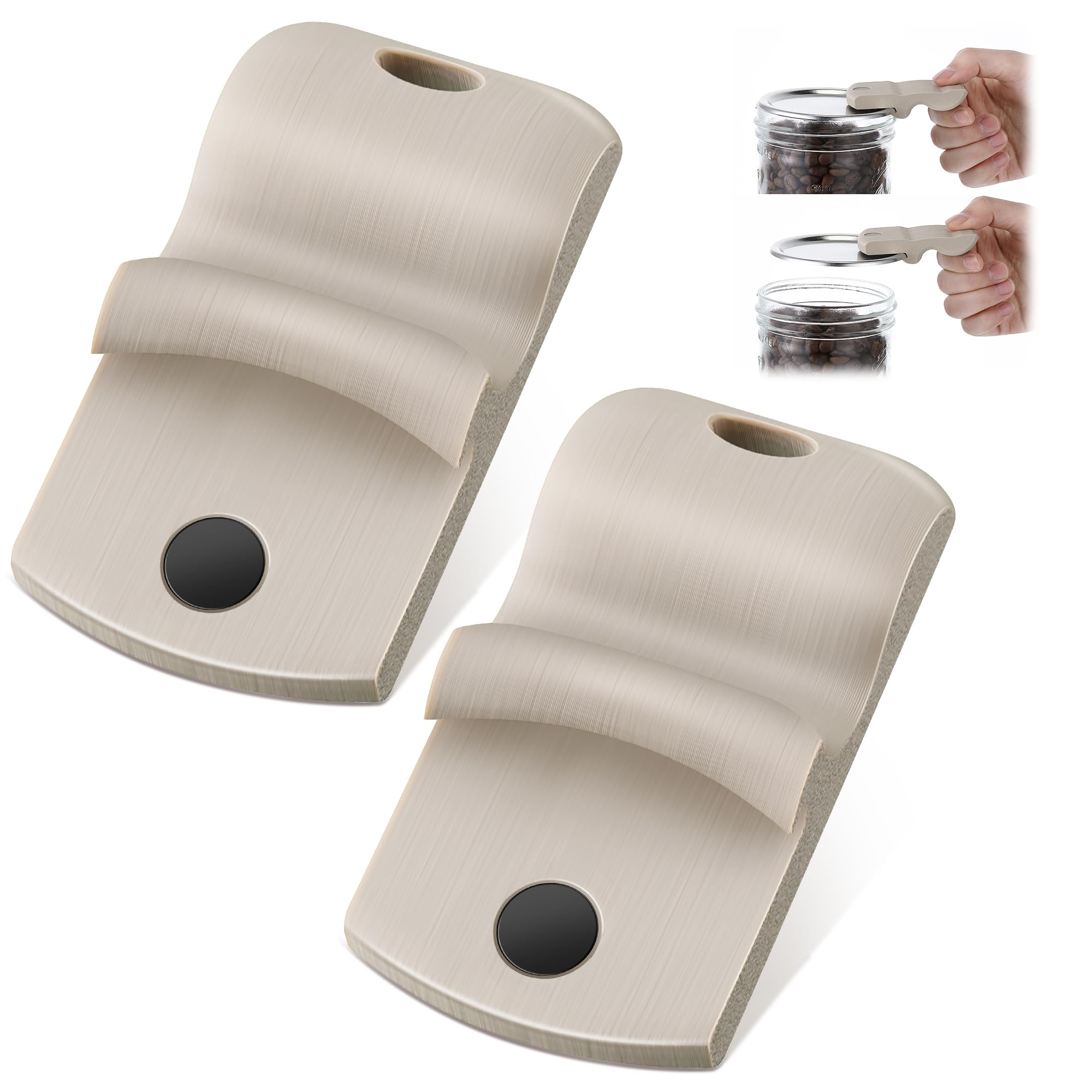 Photo 1 of 2 Pack Canning Jar Opener with Magnets, Mason Jar Opener For Canning Lids, for Regular and Wide Mouth Lids, Powerful Magnet for Easy Refrigerator Storage, Releases Vacuum Seal(Beige)