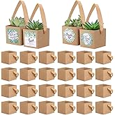 24pcs Succulent Wrap Bags Bulk,with 4 Styles Thank You Stickers,Mini Kraft Paper Succulent Gift Box Basket,Succulent Gift Box Fits 2.5 Inch Pots Wedding, Baby Shower, Succulent Party Favors for Guests