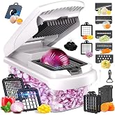 Vegetable Chopper 15 in 1 with Container &ndash; Mandoline Slicer, Onion Chopper Dicer, Food Chopper, Cheese Grater &amp; Veggie Slicer for Kitchen Meal Prep | KIOOM