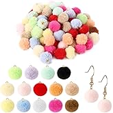 200 PCS Fluffy Pom Pom Charms, DIY Colorful Pompom with Metal Loop, Mixed Colors Soft Balls for Earrings, Bracelets, Necklaces, Keychains, Bag Charms, Tassel Accessories Crafts