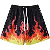 BOOMLEMON Men's Basketball Shorts Casual Workout Athletic Shorts Mesh Graphic Print Running Short Pants