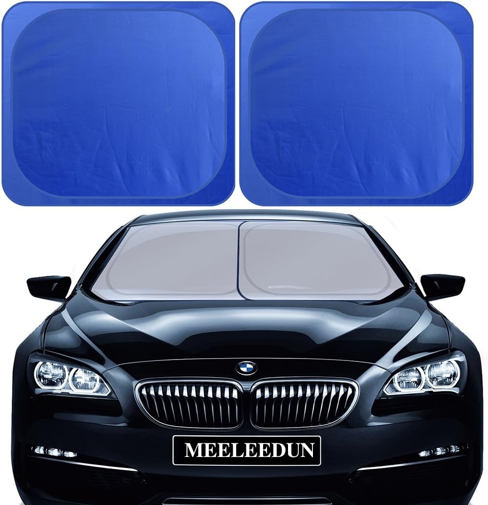 MEELEEDUN Car Windshield Sunshade,2 Pieces of Separate Foldable 35"x31" Car Sun Shade Blocks UV Rays Sun Visor Protector and Keep Your Vehicle Cool - Universal Fit