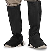 Gnellkoor Leather Welding Spats, Extra Long Real Cow Leather Heat & Flame Resistant Welding Gaiters Shoe Covers to Protect Welder's Legs and Boot From Spark in Metal Casting or Cutting, 1 Pair Black
