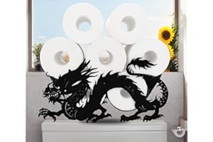 EUIROET Funny Dragon Black Toilet Tissue Holder,Decorative Metal Animal Paper Holders,Toilet Paper Storage for Bathrooms,FreeStanding Waterproof Metal Toilet Paper Organizer Hold Extra 8 Rolls