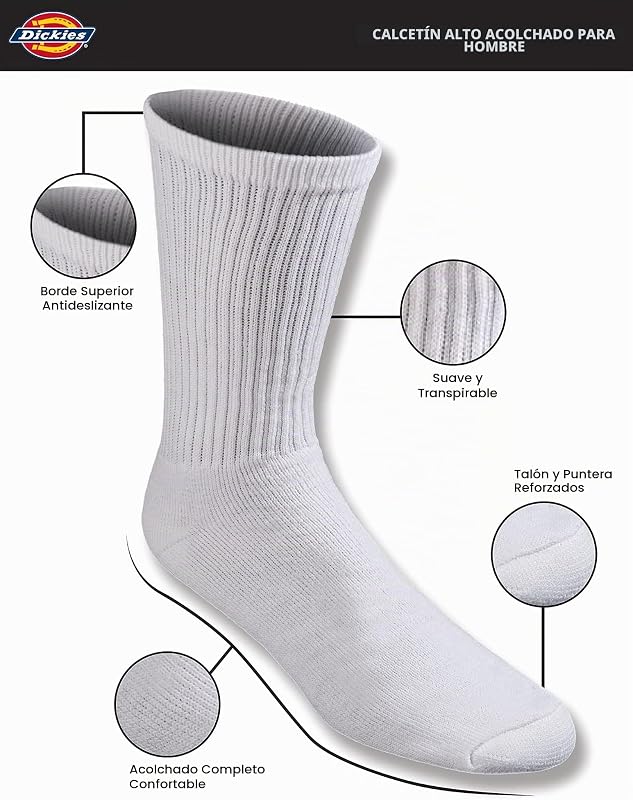 Meias almofadadas multiusos para homens, disponíveis nos tamanhos M-XL (6, 12 pares), Branca (6 pares)., X-Large