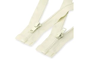 #5 Separating Sewing Zipper for Jacket: YZSFIRM 2Pcs Beige 14 inch Plastic Zippers - Replacement Coat Open End Zipper Bulk