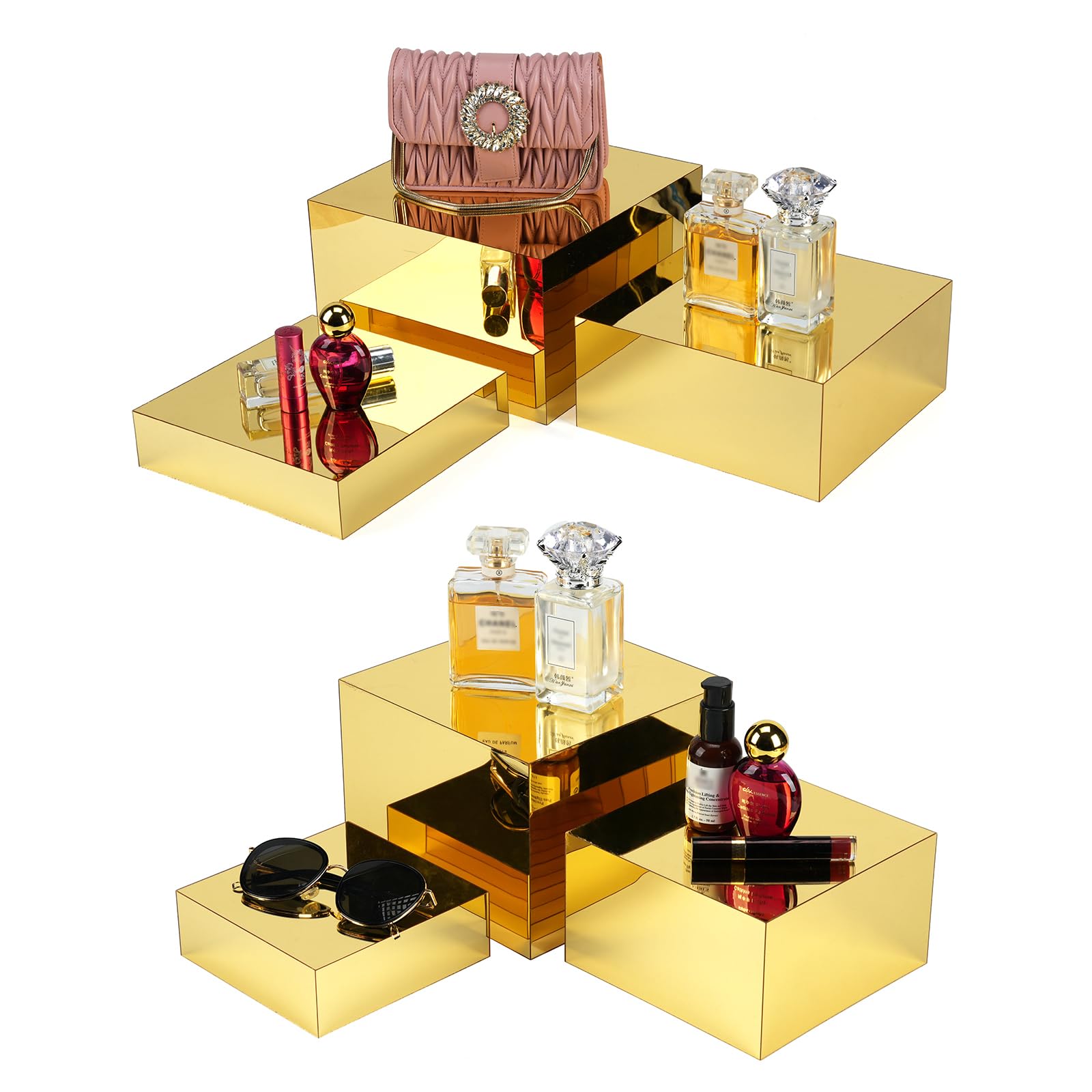 SHUNKAIZS Display Nesting Riser Stands ,Mirror Gold acrylic ...