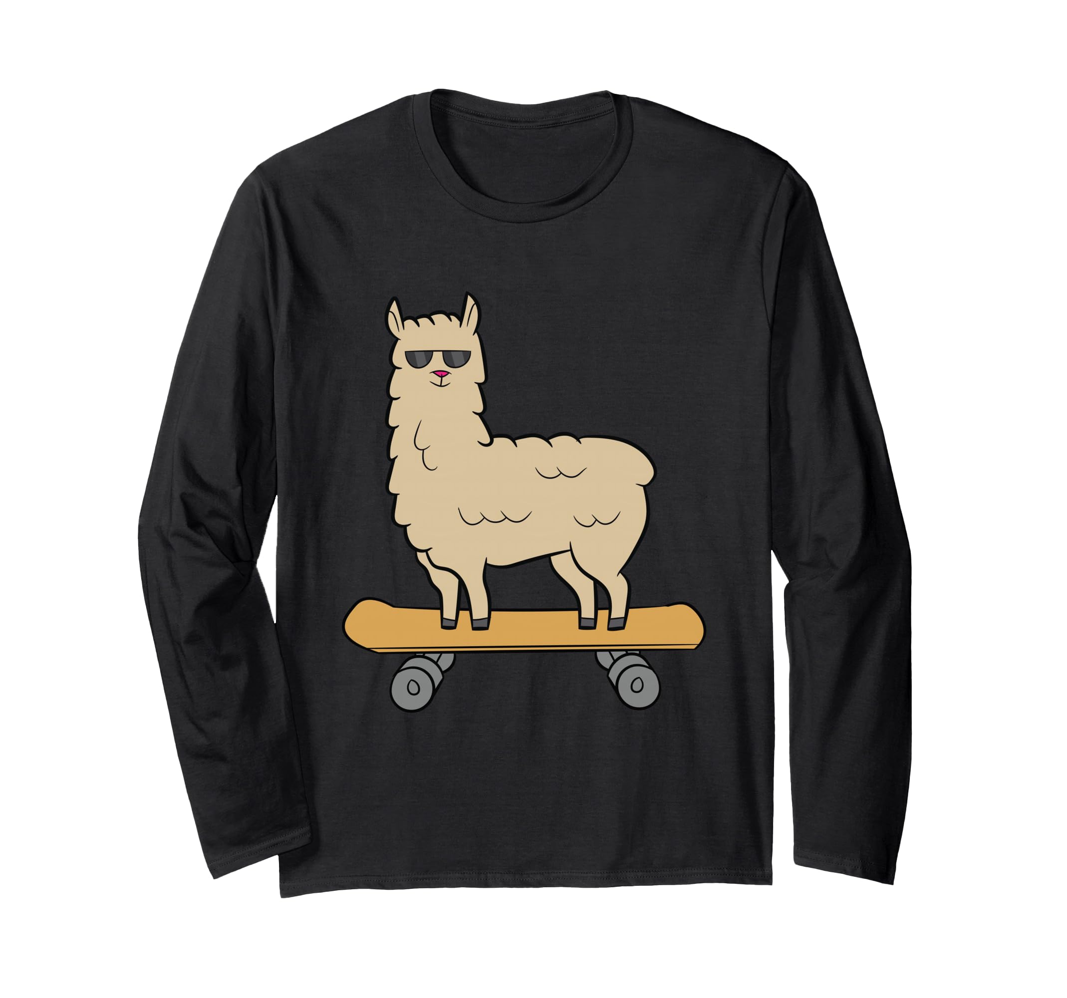Skateboarding Llama Alpaca Skateboard Llama Long Sleeve T-Shirt