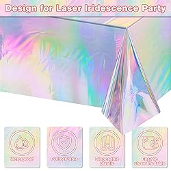 2 Pack Iridescence Plastic Tablecloths Shiny