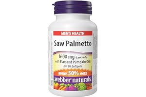 Webber Naturals Saw Palmetto 160 mg, Contains Flax and Pumpkin Oil, 90 Softgel