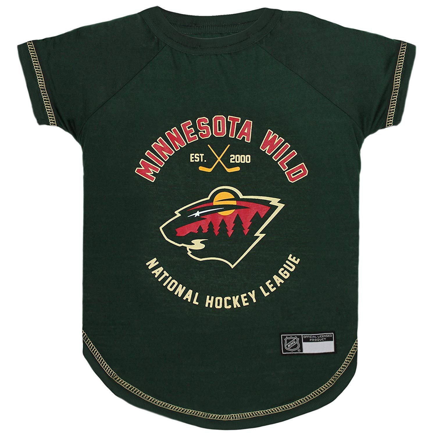 NHL Minnesota Wild Tee Shirt for Dogs & Cats, Medium. - Are You A Hockey Fan? Let Your Pet Be An NHL Fan Too!