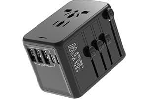 BrizLabs Universal Travel Power Adapter, Worldwide All in One International Wall Charger AC Plugs Adaptor with Type-C2 PD Quick Charger, USB-C, 3xUSB-A Ports, Outlet Converter for CA US EU UK AUS